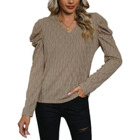 Casual Solid-Color Long-Sleeve Elegant Top For Women