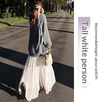 Womens Purple High-Waisted Flowy Fluffy Knit Skirt