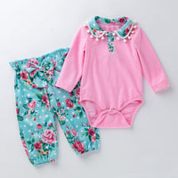 Baby long-sleeved one-piece chiffon pants suit
