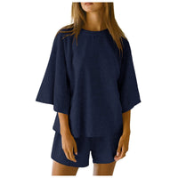 Women's Elastic-Waist Shorts Fashionable Casual Set