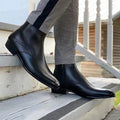 New Low Heel 38-48 Men's Side Zipper Solid Low Boots