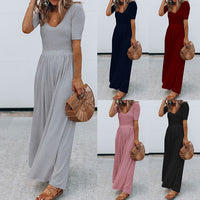 Round neck short sleeve long jumpsuit