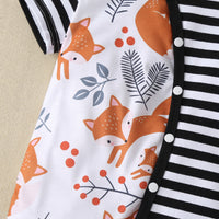 Striped short sleeve romper stitching bodysuit