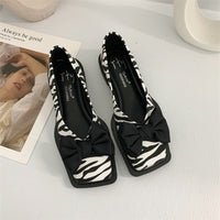 Chunky Heel Platform Loafers Spring And Summer New Retro Square Toe Bow Patent Leather Pumps Women