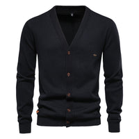 Men's Cardigan Sweater High Quality Business Pure Color Knitwear