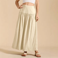 Womens Cotton Pocketed Skirt High-Waisted Elasticated Back Long Dress