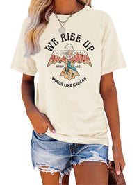 WE RISE UP Letter Print T-shirt Women's Short Sleeve