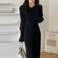 Pleated Design Elastic Waist Bag Hip Long Sleeves With Silver Group