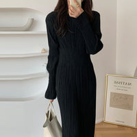 Pleated Design Elastic Waist Bag Hip Long Sleeves With Silver Group