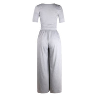 Round neck short sleeve long jumpsuit