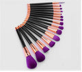 New 15 makeup brush set purple green bristles