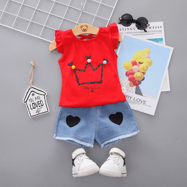 Baby Shorts T shirtChildren 2pcs kidsclothes for Girl