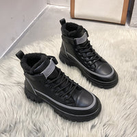 Thickened Warm Cotton Shoes Women Leather Waterproof And Cashmere Martin Boots