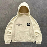 American Retro Long-Sleeve Black Ball 8 Pattern Print Hoodie