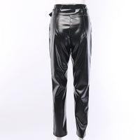 Personality belt casual leather pants