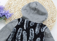 Hooded Feather Print Romper