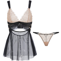 Transparent mesh short sexy nightdress
