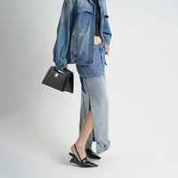 Washed Denim Long Skirts Stitching Design Women's Clothing