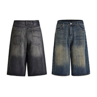 Wide Leg Cropped Jeans Summer Retro Washed Distressed Straight