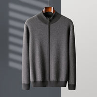 Cashmere Thickened Men's Half Turtleneck Zipper Knitted Cardigan