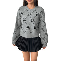 Knitted Sweater Women's Bow Decorative Pullover Sweater
