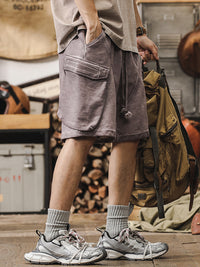 American Retro Dirty Dyed Workwear Shorts Men's Summer
