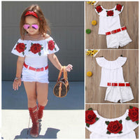 European and American style rose top solid denim shorts