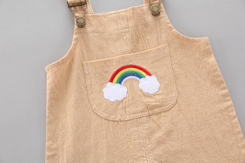 Rainbow Bib Pants Girls Baby Kids