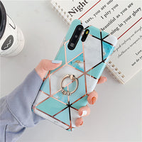 Electroplating mosaic marble ring phone case