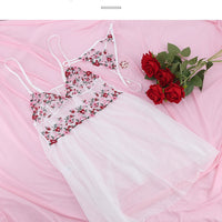 Women's Embroidered Strap Mesh Nightdress