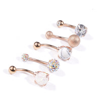 Nail zircon belly button ring set combination