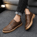Plus Size Handsome Lace Up Casual Youth British Black Leather Shoes Men