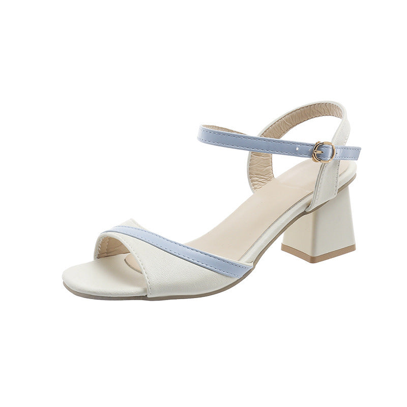 Summer Chunky Heel Ankle-strap Buckle Sandals