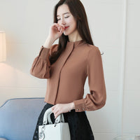 Fashion Korean Style Plus Size Long Sleeve Women's Chiffon Shirt