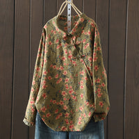 New Chinese Style Shirt Women's Oblique Button Collar Chinese Knot Button Top