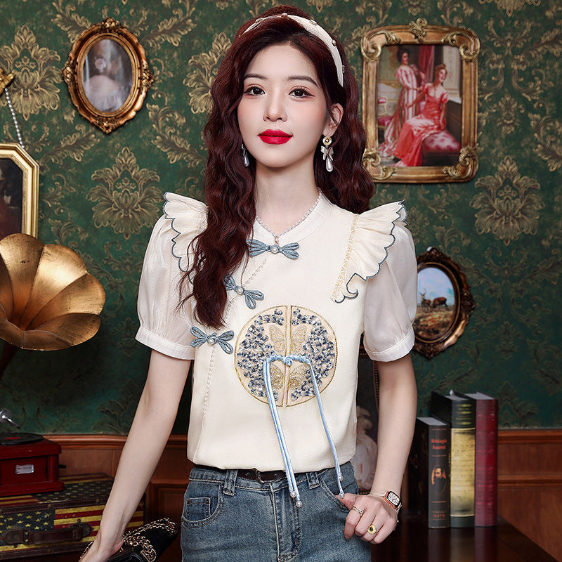 Summer New Chinese Style Shirt National Style Short Sleeve