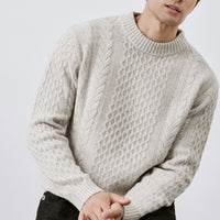 Mens Jacquard Crew-neck Knit Sweater Red Wool Sweater