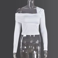 T-shirt Sexy Long Sleeve Off-shoulder Slim-fit Flattering Elegant Top For Women