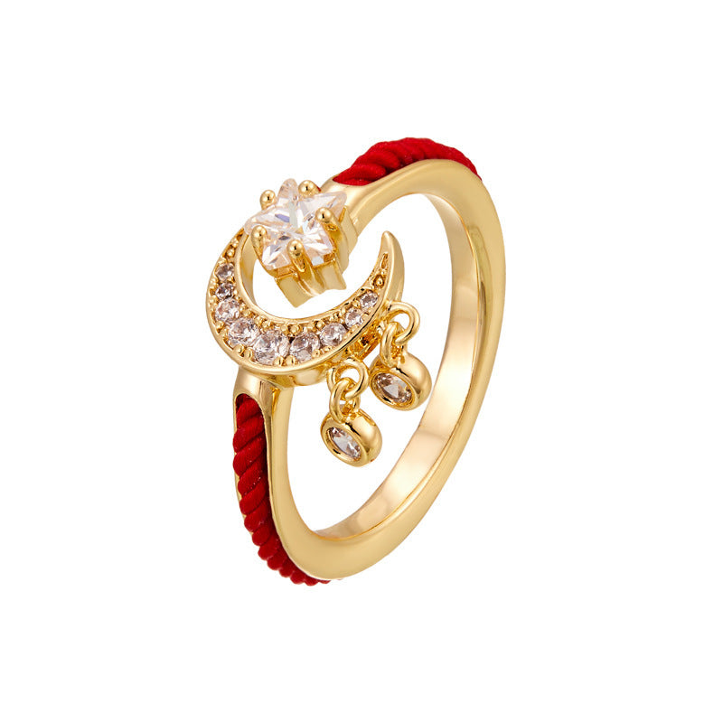 Female Star Moon Opening Ring Design Fashion