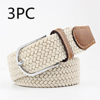 Women's Canvas Belt Student Pants Casual Stretch Braided Needle Buckle
