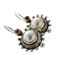 Round White Gold Inlaid Red Diamond Earrings
