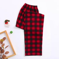 Ebay Christmas Plaid Cartoon Bear Printed Parent-child Wear Long Sleeve Pajamas Homewear Suit