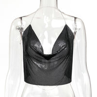 Womens Metallic Sequin Camisole Top