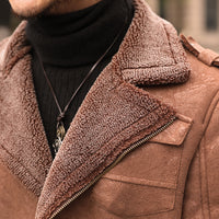 Men's Fashionable Faux Suede Lamb Fur Coat