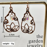 Retro Lotus Flower Waterdrop-Shaped Earrings Inlaid With Moonstone