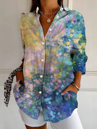 New Womens Floral Print Premium Elegant Long Sleeve Shirt