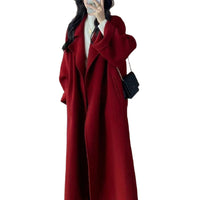 Women's Lace-up Long Elegant Woolen Coat