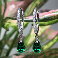 Water-drop Zircon Earrings For Women Pear-shaped