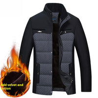 Middle-aged Cotton-padded Clothes Men's Dad Cotton-padded Clothes Plus Size Fleece-lined