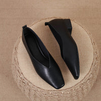 Square Toe Granny Shoes Flat Low-cut Shoes Casual All-matching